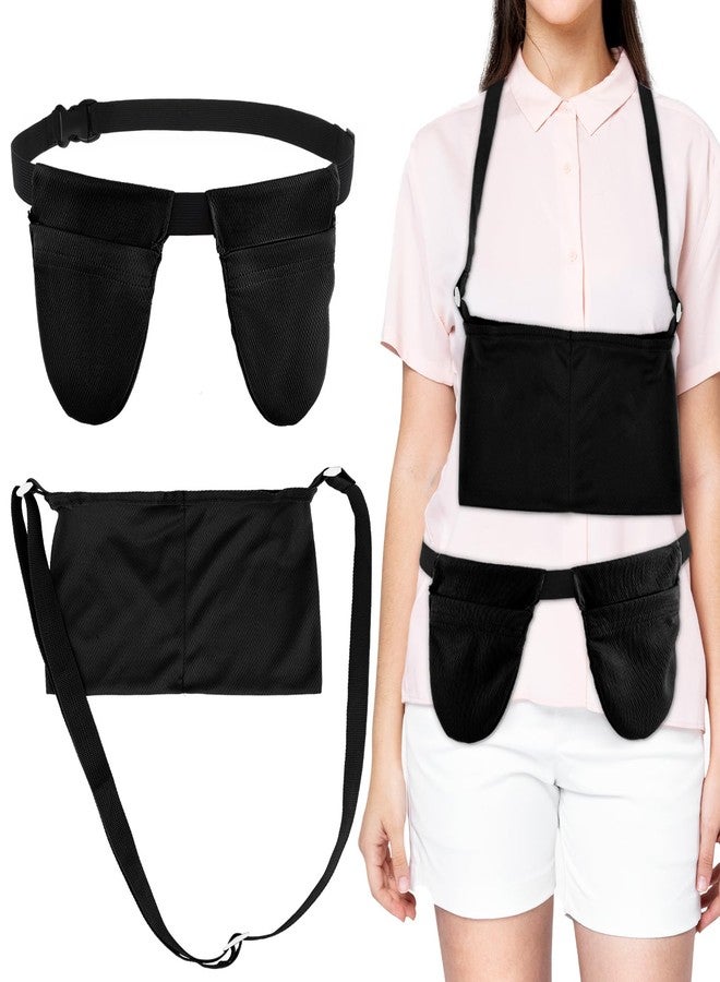 oruola حاملات تصريف أورولا قطعتين لما بعد عملية شد البطن، حوامل تصريف قابلة للتعديل لما بعد جراحة الثدي، مستلزمات عملية شد البطن المرنة والمريحة، حزام تصريف لشد البطن للعناية بالمريض، أسود - Image 1